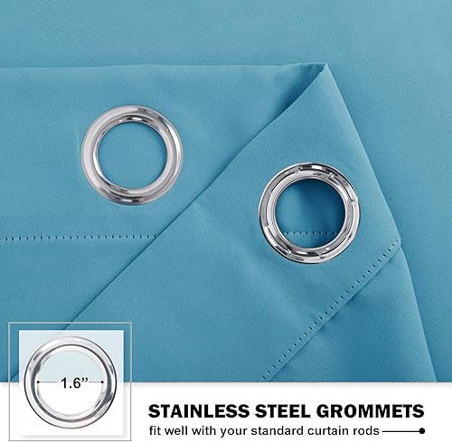 Miniatura 2 de NICETOWN - Cortinas opacas para ventana de guardería, paneles con ojales (color verde azulado  azul claro, 2 unidades, 52 pulgadas de ancho x 36