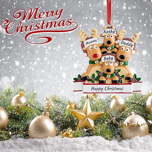 Miniatura 6 de Adorno personalizado para árbol de Navidad de 2, 3, 4, 5, 6, 7, 8, nombre personalizado, lindo reno, decoración de Navidad, regalo de Navidad