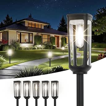 JEJOT Solar Pathway Lights, 6 Pack, Cool White