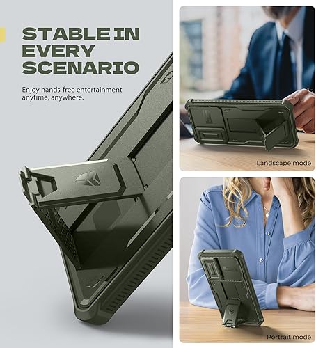 Vista 24 de Dexnor Funda para Samsung Galaxy S24 Plus con cubierta deslizante integrada para cámara, protector de pantalla y soporte, a prueba de golpes, funda