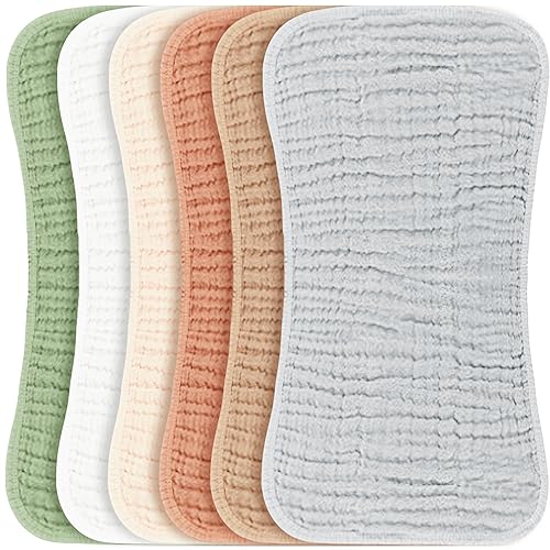 Miniatura 14 de Konssy - Juego de paños de muselina para eructos de bebé, unisex - 6 unidades grandes, 100 % algodón, ropa para eructos para recién nacidos, bebés