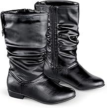 Collections Etc Faux Leather Mid Calf Slouch Boots w/Low Heel
