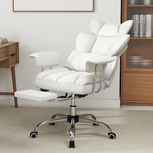 Miniatura 8 de COSTWAY Silla de oficina grande y alta de 400 libras, silla de escritorio ejecutiva de piel sintética con reposapiés retráctil, función reclinable,