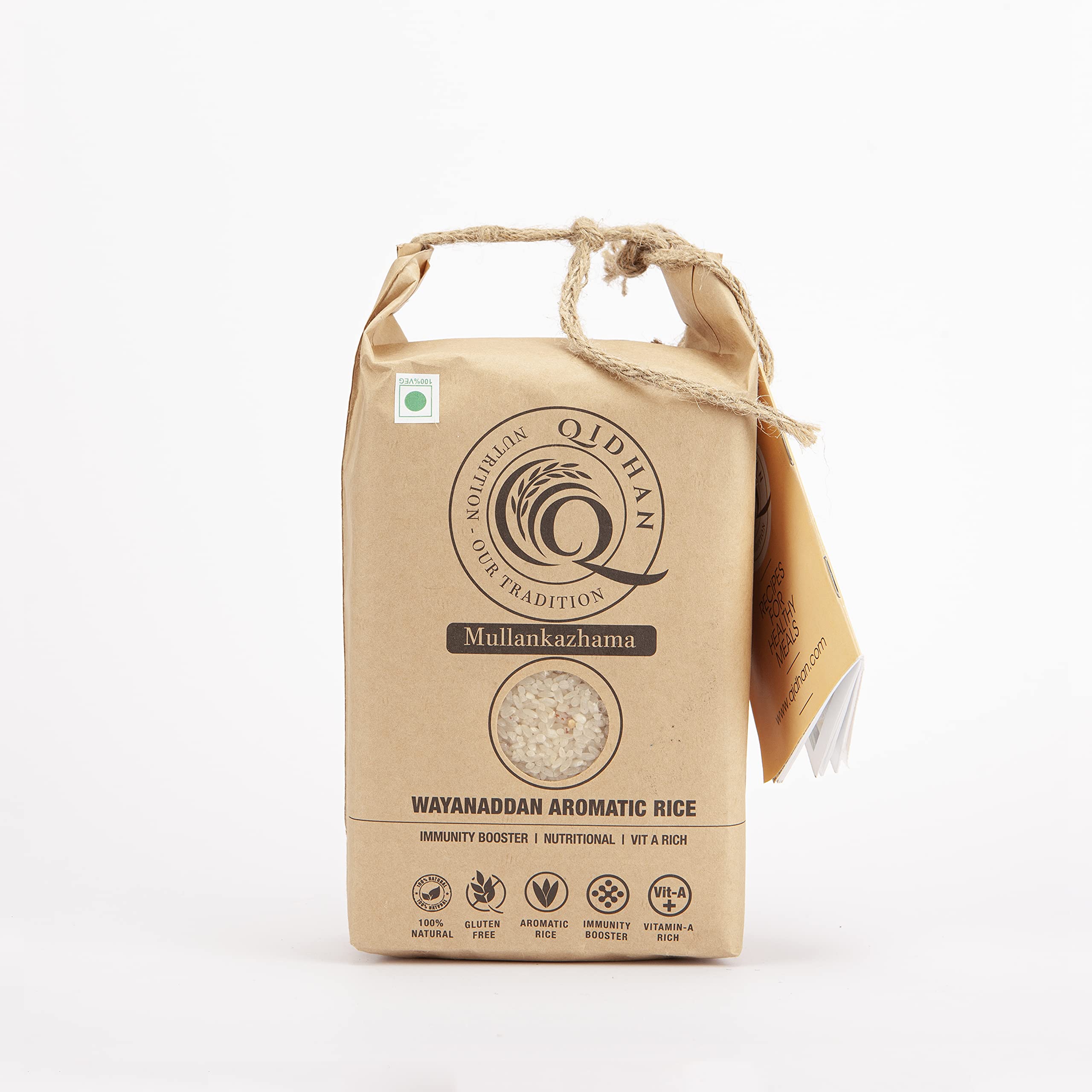 Qidhan Mullankhazama Rice, 1Kg | Traditional Aromatic Mullan Kaima White Rice | Help Boost Immunity, High Protein | 100% Natural & Organic Rice