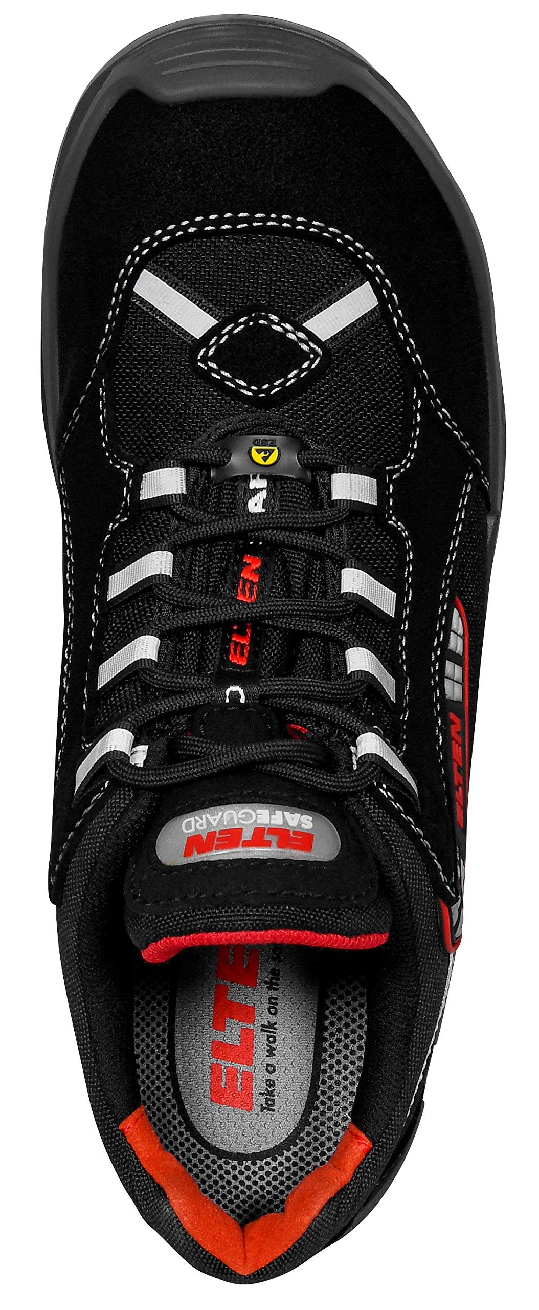 ELTEN Sicherheitsschuhe SENEX AL ESD S3, Damen und Herren, Textil, Aluminiumkappe (leichter als Stahlkappe), leicht, sportlich, Schwarz/Rot, Größe: 38