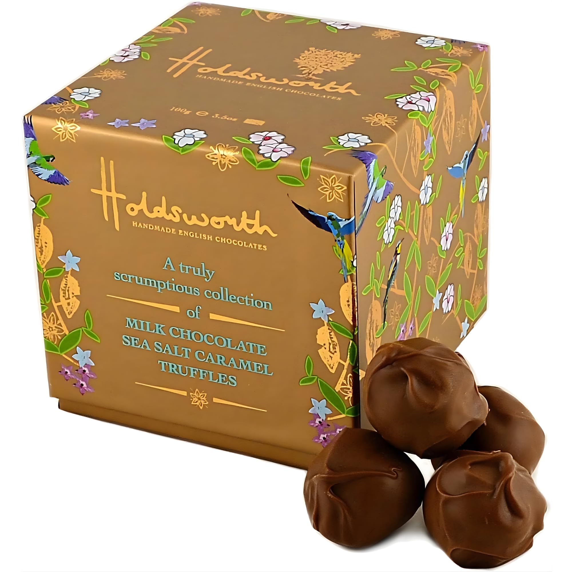 Holdsworth Chocolates Gift Box Sea Salted Caramel Truffles 100g - Chocolate Gift Box with Sea Salted Chocolate Truffle Caramels - Birthday, Christmas, Mothers Day Gifts for Her & Him.