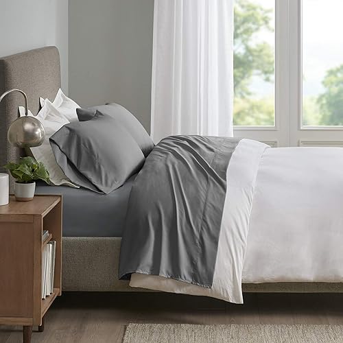 Sleep Philosophy Smart Cool - Juego de sábanas de enfriamiento de 4 piezas de microfibra que absorbe la humedad, transpirable, hipoalergénicas,