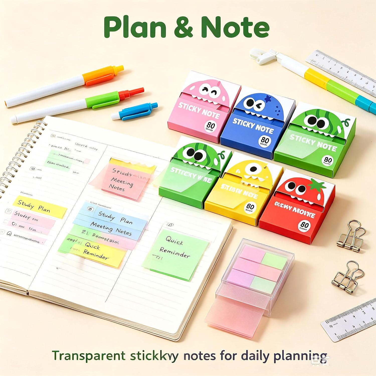 Glitter Sticky Notes, Transparent Glitter Sticky Notes 480 Sheets See image 2
