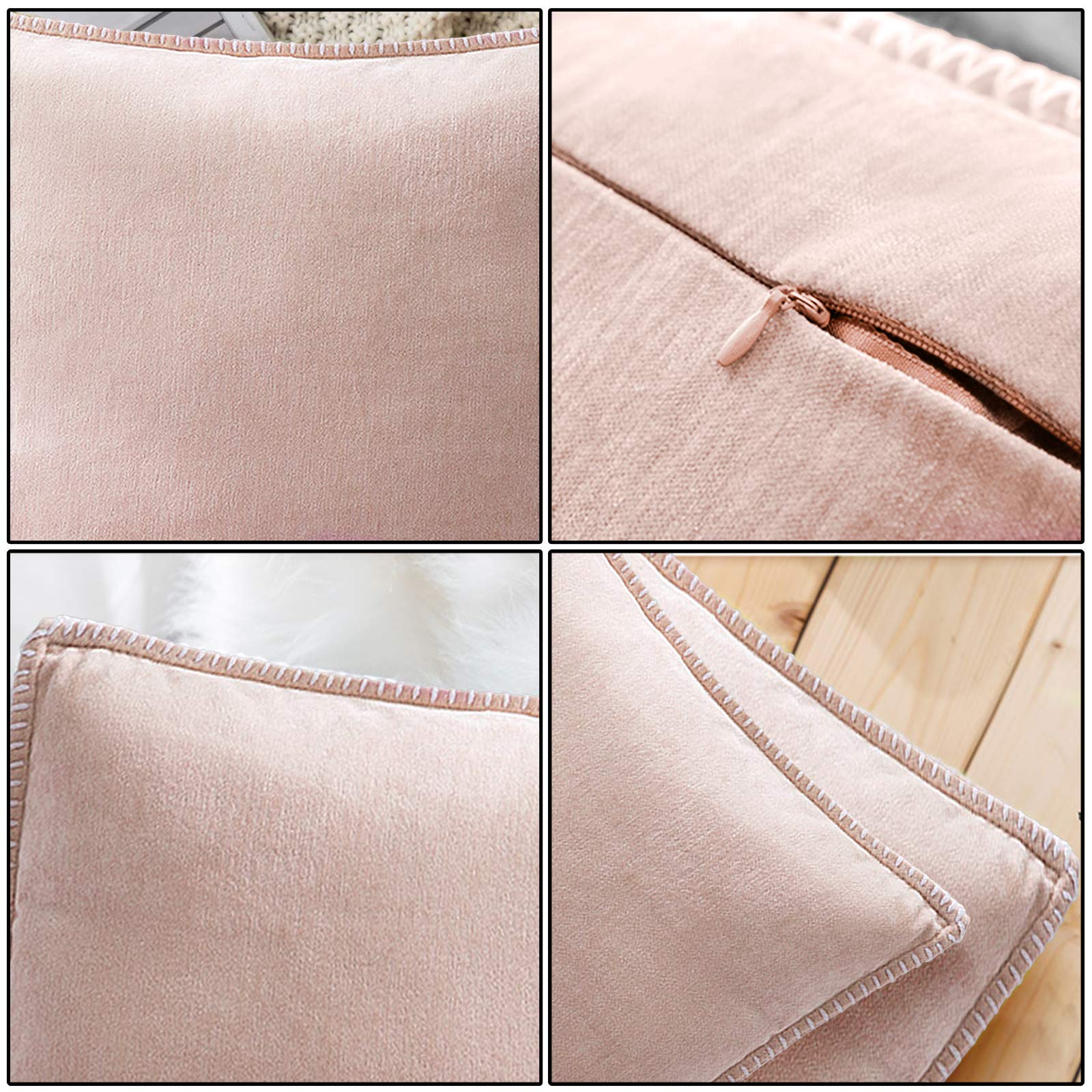 Set di 2 federe decorative in ciniglia, 45 x 45 cm, per divano, poltrona, stile bohémien, cuscino decorativo per letto, rosa. | Leroy Merlin