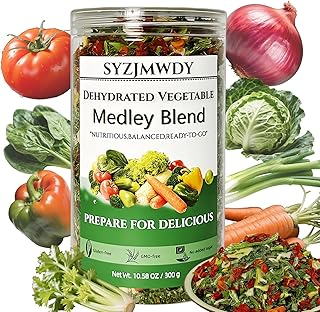 Mixed Frozen Dehydrated Vegetables Flakes - 8 All Carrots, Spinach, Celery, Red Onion, Bell Pepper, Tomato, Cabbage, Green Onion, Ideal for Ramen Noodles Toppings, Spaghetti, Kimchi, Survival Gear and Emergency Supplies