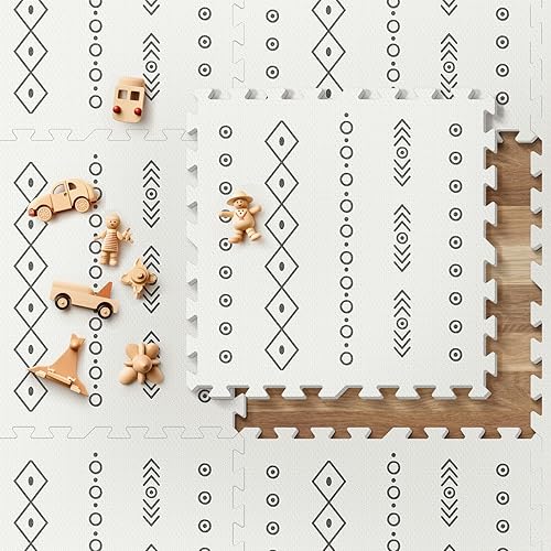 Miniatura 2 de PIGLOG Tapete de juego para bebés, azulejos de espuma entrelazados, tapete de juego de espuma de 72 x 48 pulgadas, suave, no tóxico, tapete de