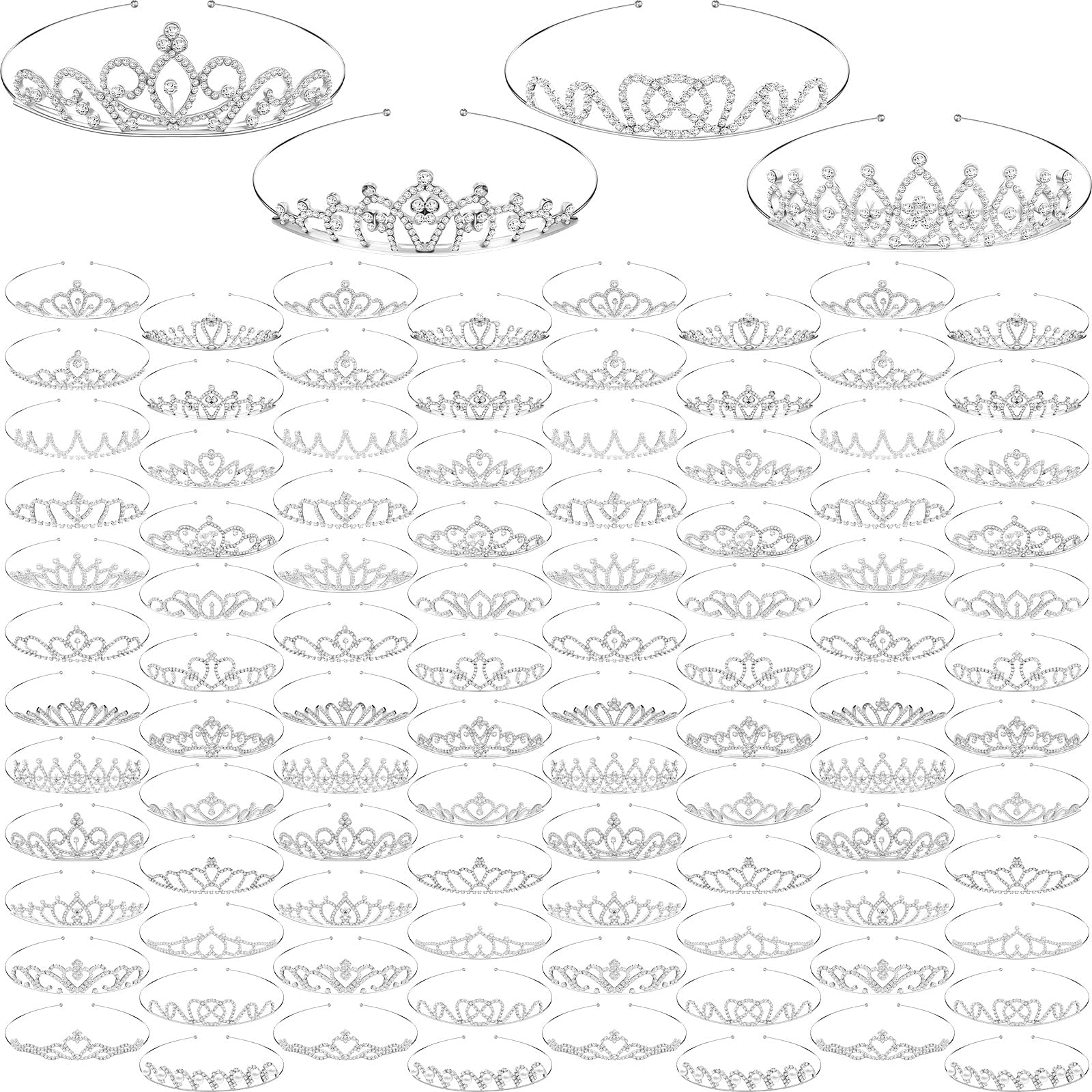 Jexine96 PCS Tiara Bulk for Girl Princess Tiaras Crowns Rhinestone Crown Party Accessories Crystal Tiaras Headband for Girl