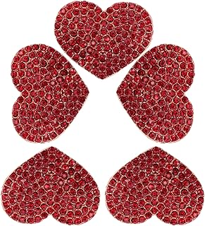 5 Stück Pack Herzbroschen aus Zinklegierung mit Strasssteinen Rotes Herz Anstecknadel für Damen Fester Verschluss Romantisches Geschenk zu Valentinstag und Hochzeit