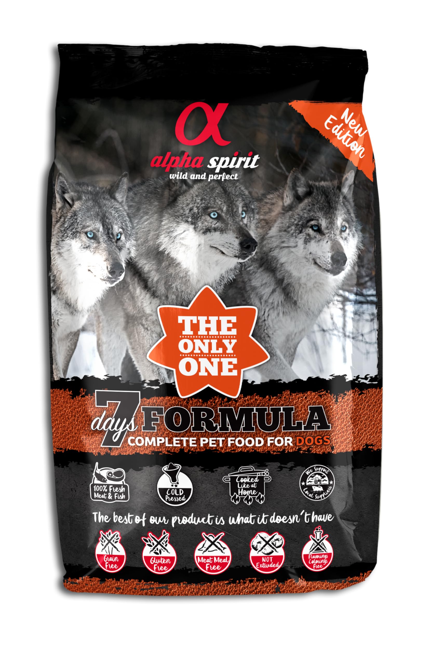 Alpha Spirit 7 Days Formula Complete Dry Dog Food | The Only One | Cold Pressed | Grain Free | Protein Rich | Suitable For All Dog Breeds (3kg)