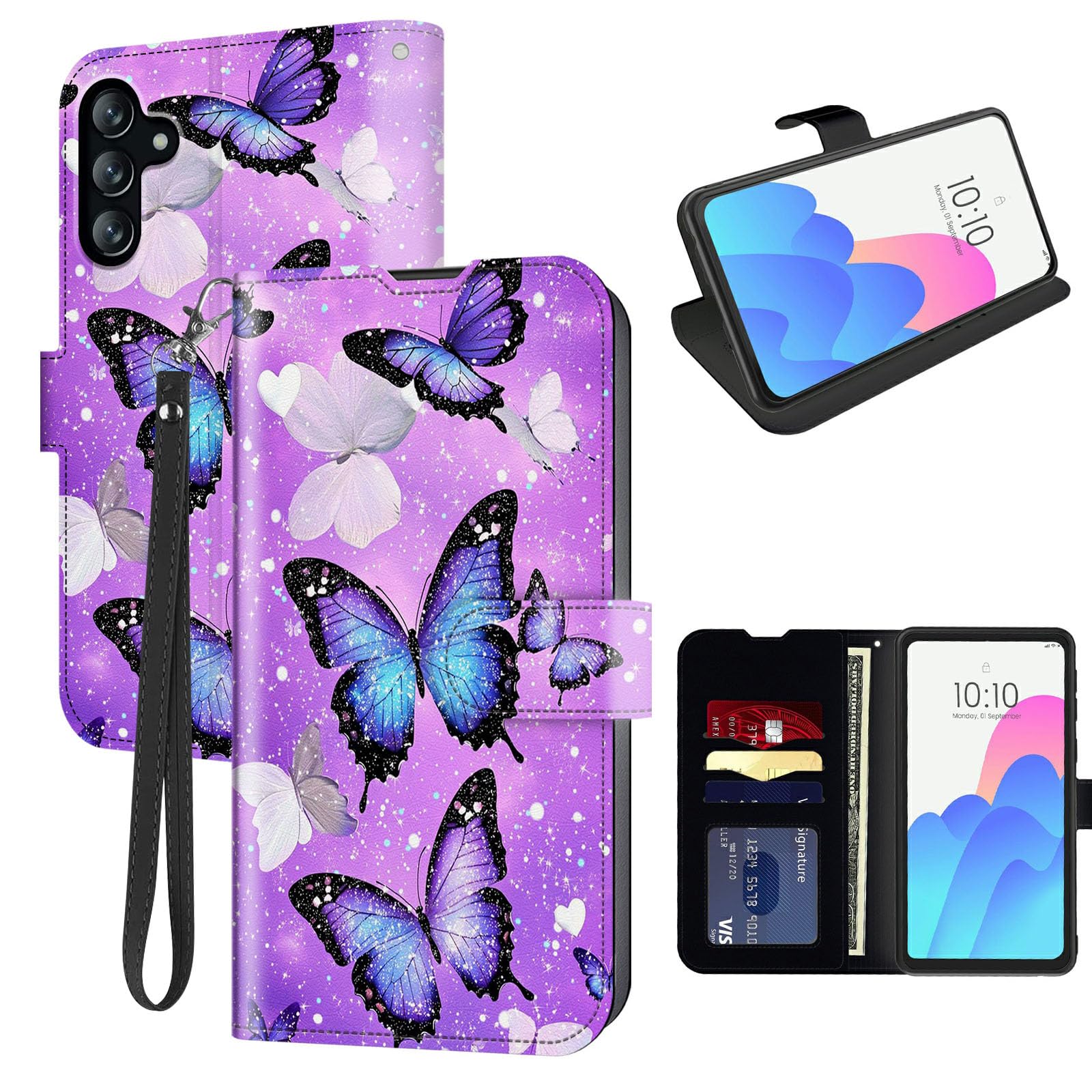 FUYOCWE for Galaxy A15 5G Case Wallet for Samsung Galaxy A15 5G Phone Case with Card Holder,PU Leather Flip Cover w/Kickstand+RFID Blocking+Magnetic
