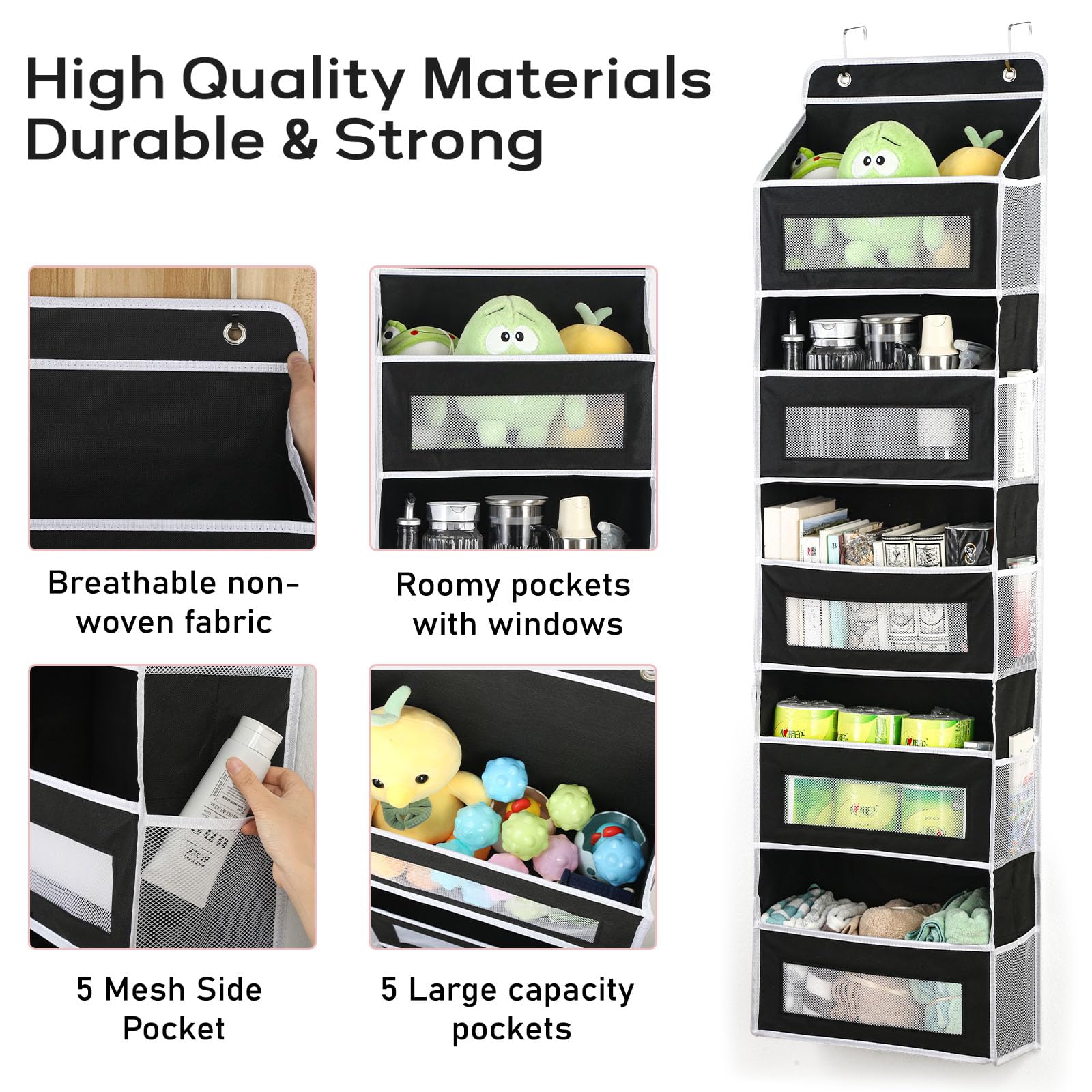 Organiseur à Suspendre, Organiseur De Porte, Rangement Suspendu Avec 4 Poches Et 2... | Bol