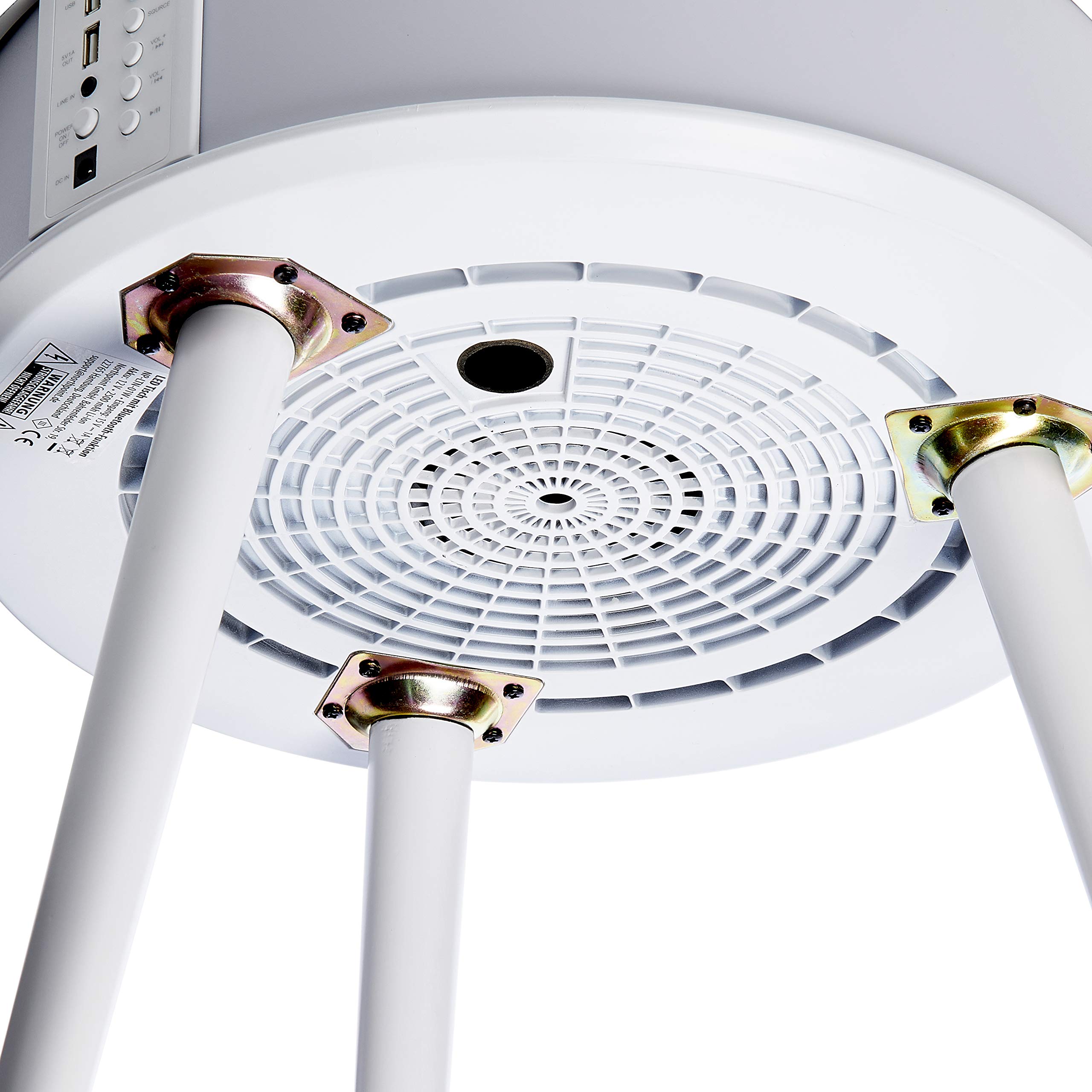 Northpoint Tragbarer Aufladbarer LED Tisch mit Licht und Bluetooth Lautsprecher mit Farbwechsel und Wireless Charger Weiß