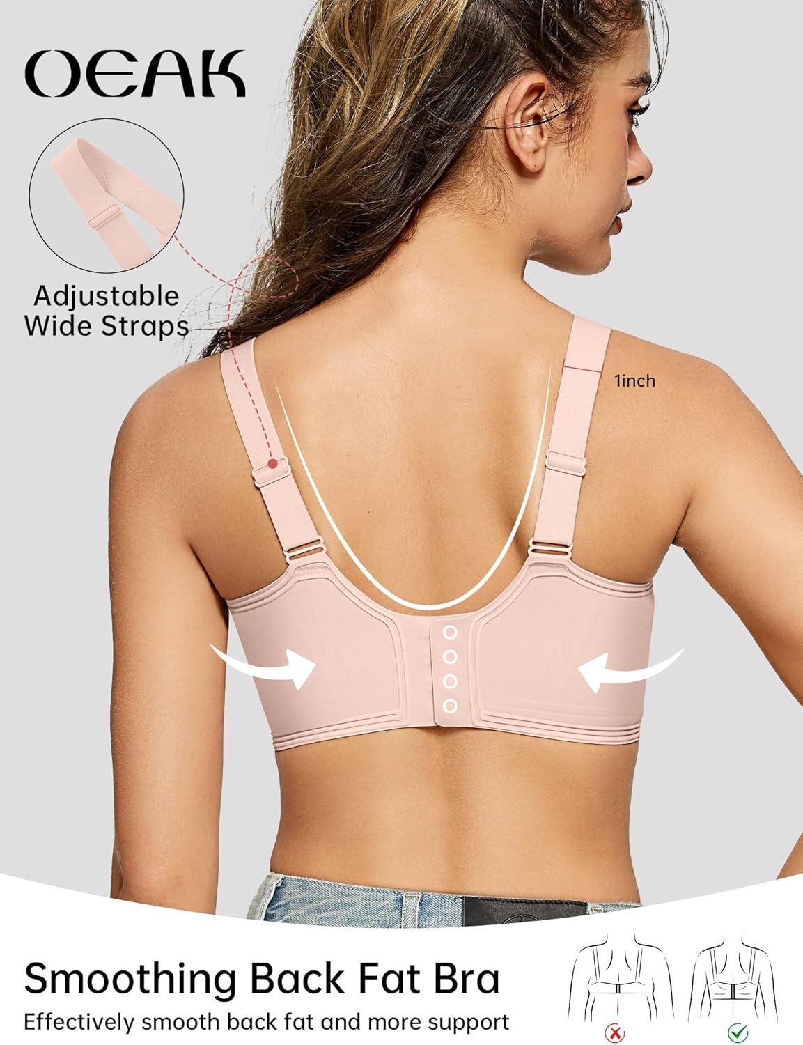 OEAK Womens Seamless Push Up Bras No Underwire Full Coverage Comfortable Bra V Neck Bralettes Wireless Everyday Bra - Image 3