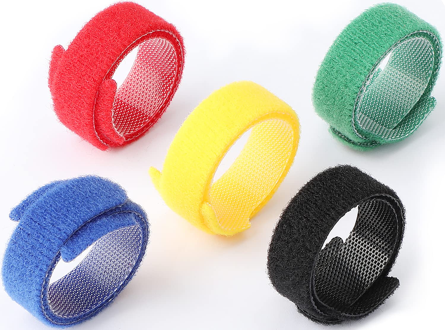 Pasow 50pcs Reusable Fastening Adjustable Cable Ties Wire Management 7 Inch (Multicolour)