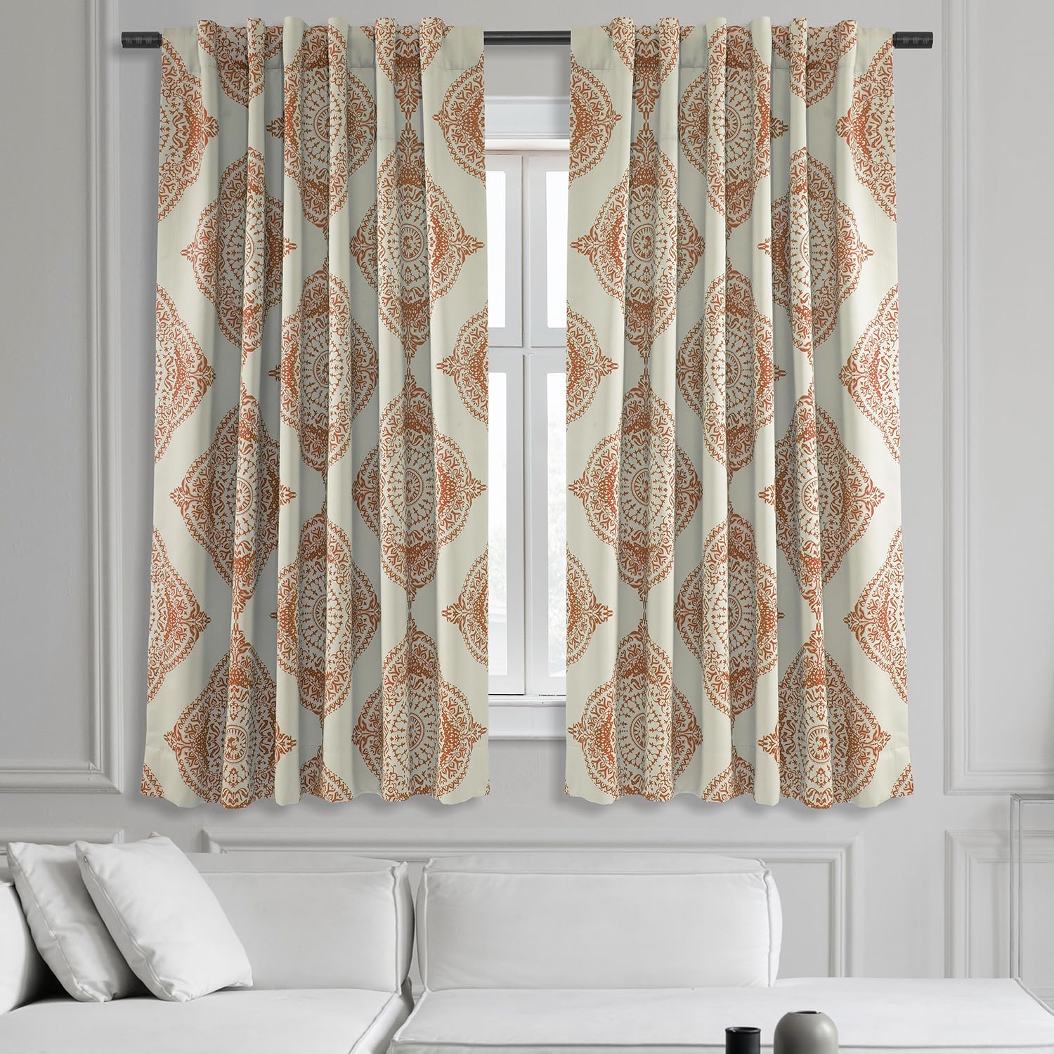 HPD Half Price Drapes Printed Room Darkening Curtains 50 X 63 (1 Panel), BOCH-KC27-63, Henna