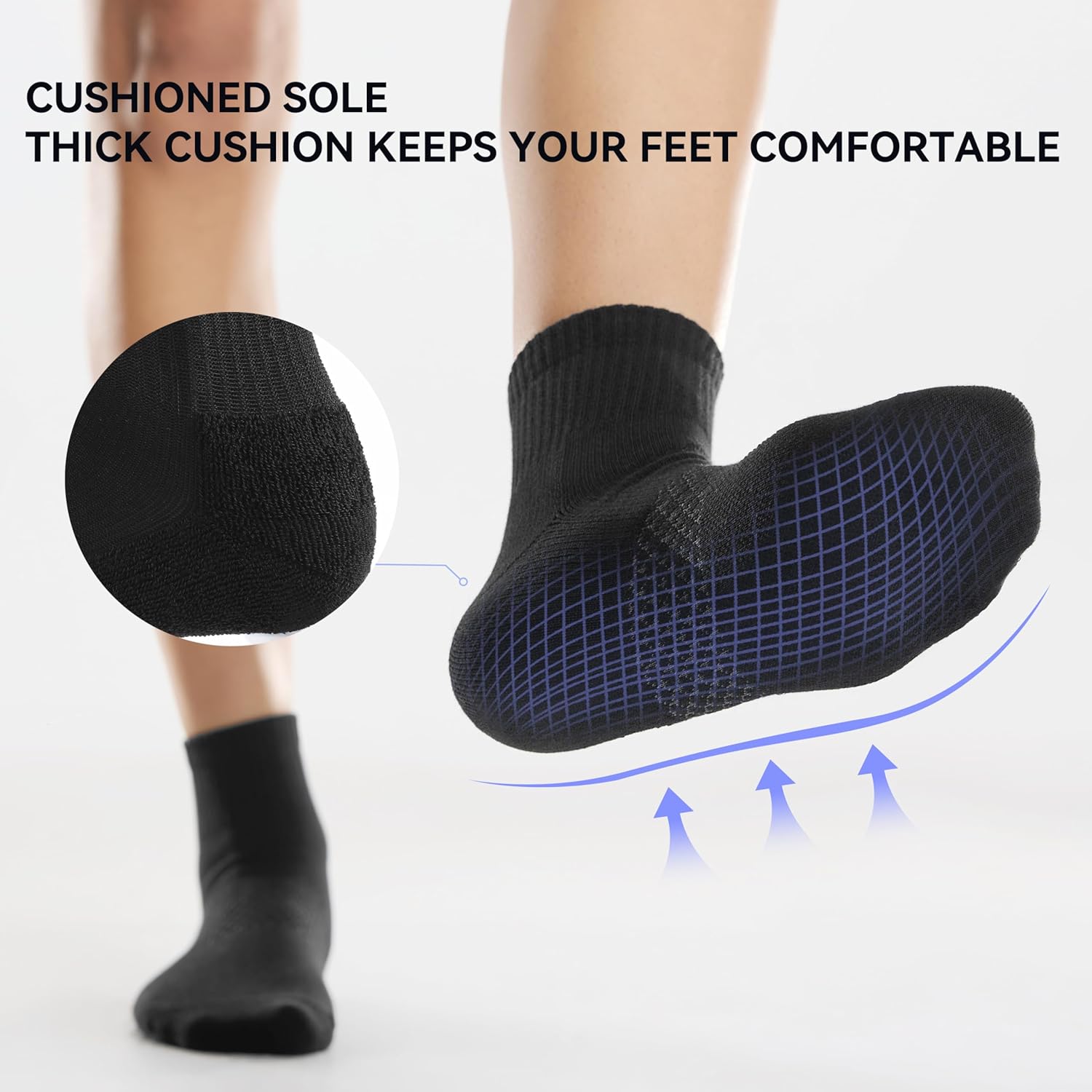 CS CELERSPORT 5 Pairs Women's Ankle Socks Running Athletic Sport Socks with Cushion - Image 5