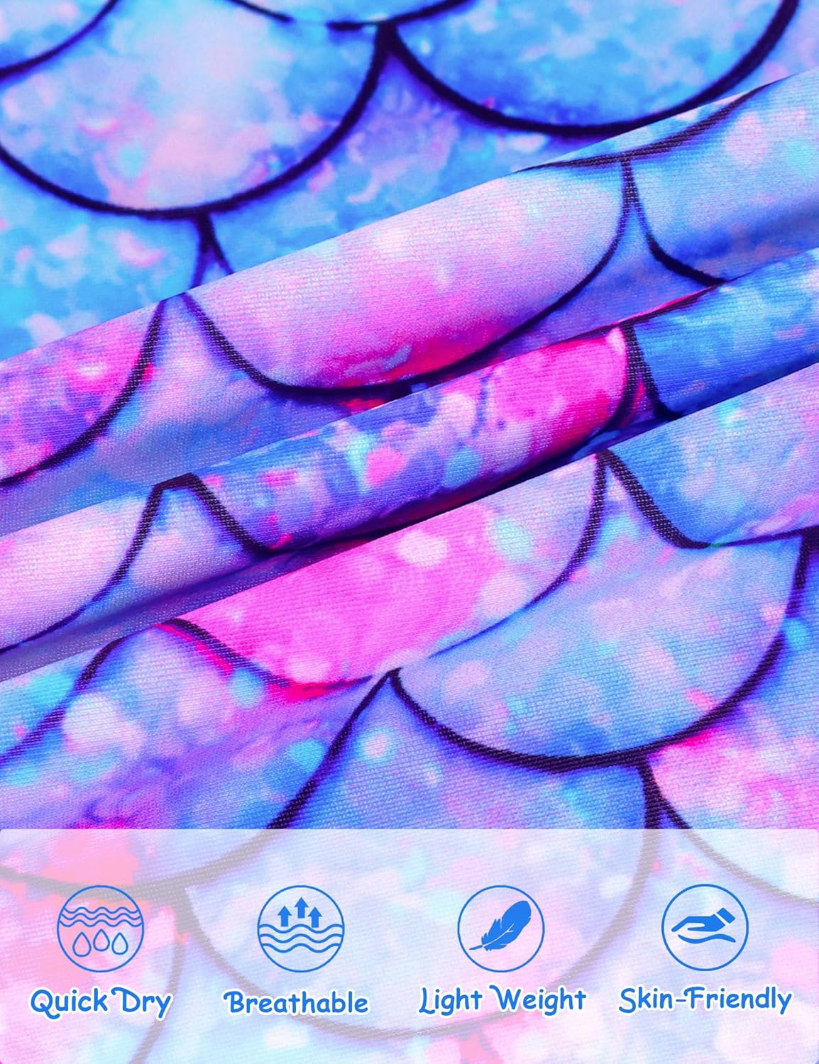 Girls Swimsuits One Piece Sleeveless Bathing Suit Breathable Swimwear for Kids Child Beach with Sun Protection Blue Purple Scale 6-7 Years image 6 of 6 B0F4MY21DX