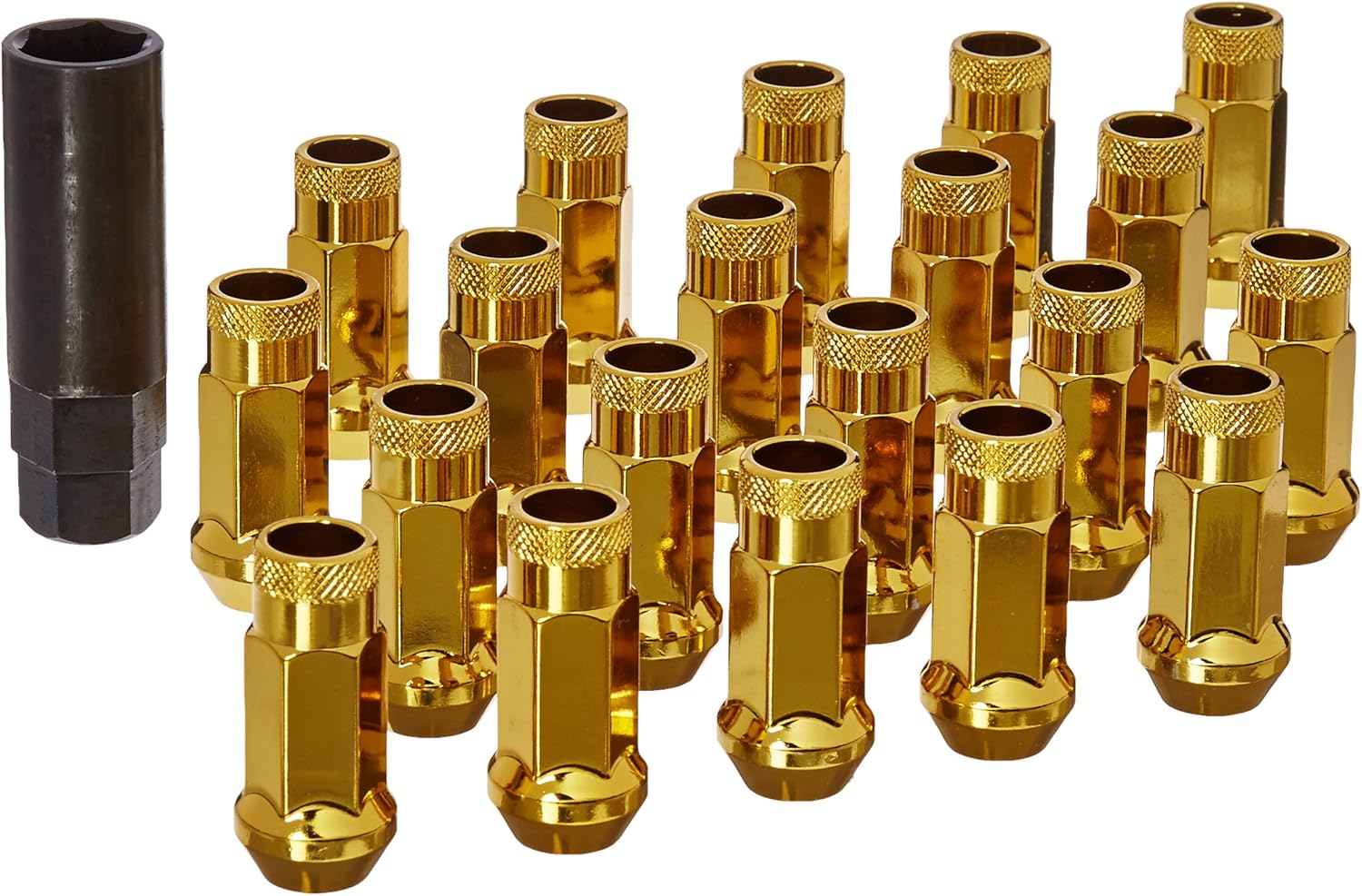 32906Z Muteki SR48 Open End Lug Nut, Yellow Chrome, 12 x 1.50, 48mm