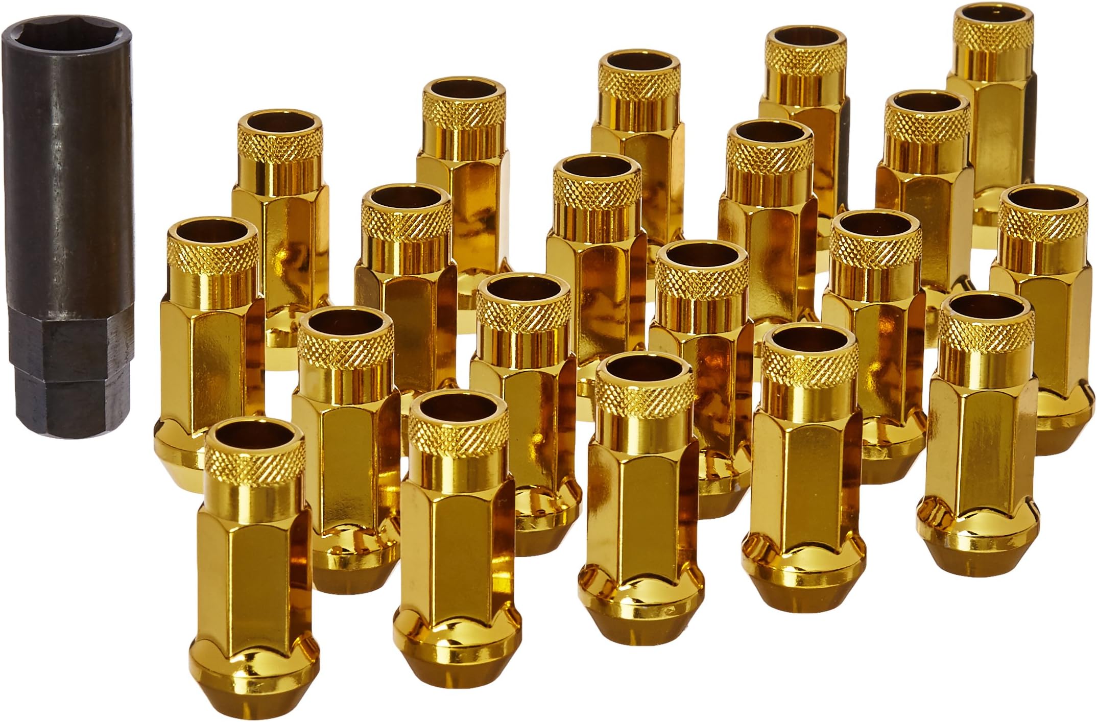 32906Z Muteki SR48 Open End Lug Nut, Yellow Chrome, 12 x 1.50, 48mm