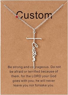 Lcherry Personalized Cross Name Necklace for Women, Custom Nameplate Cross Necklace Customized Jewelry Gift for Women Baptism Gifts for Daughter Granddaughter