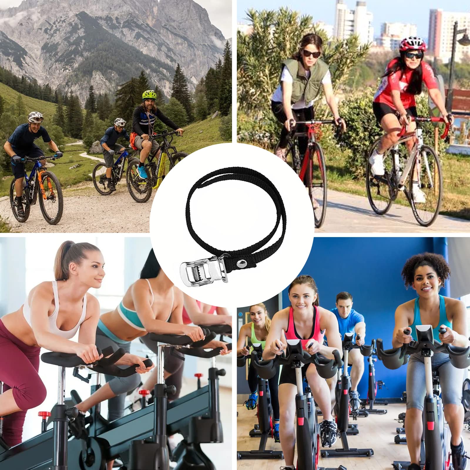 HENGBIRD Pasek na pedały rowerowe, z metalową klamrą, do większości rowerów, rowerów górskich, VTC, BMX, Spinning Bike Home lub Gym (długość 45-50 cm) (A)