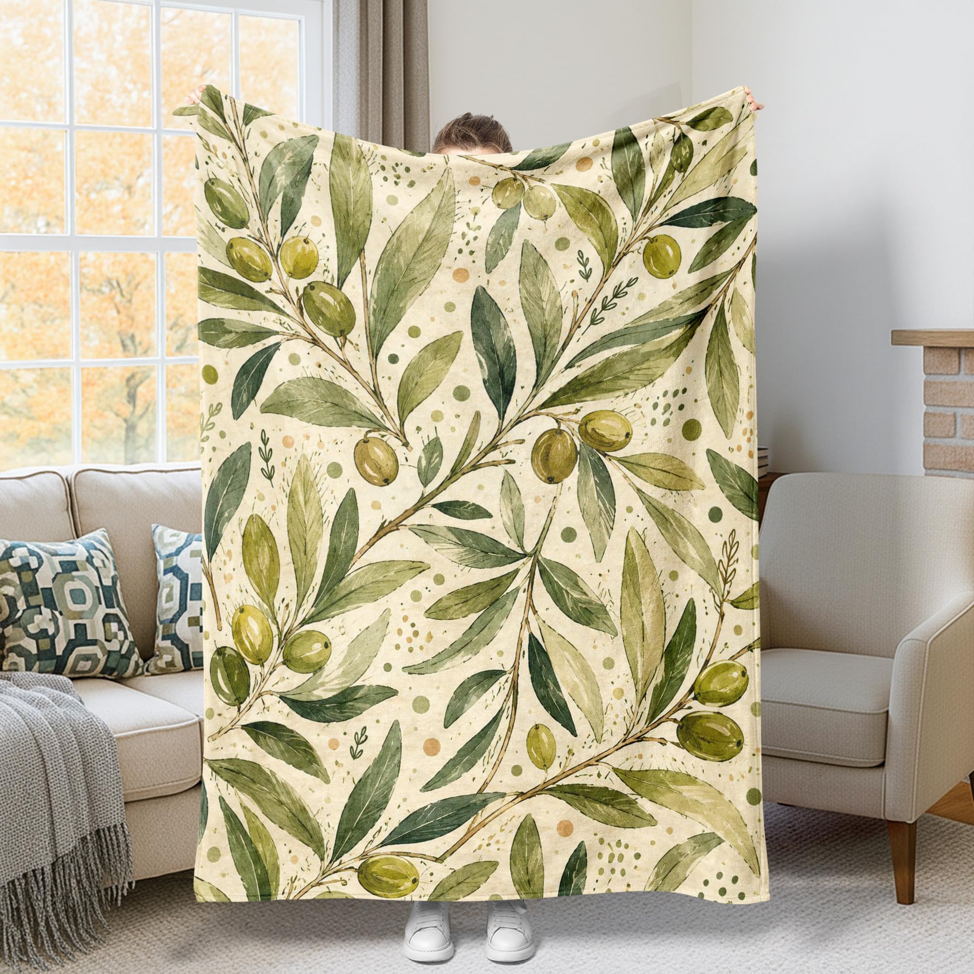 Couverture en fourrure vert olive anti-froid plaid léger lit