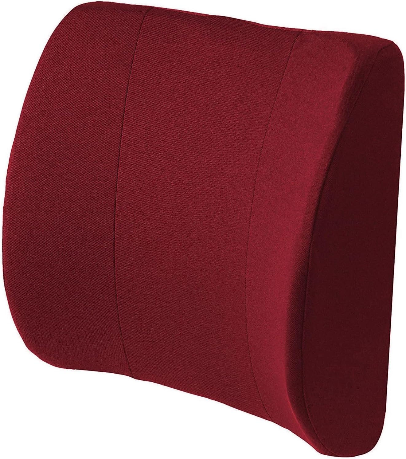 DMI Lumbar Support Pillow for Chair to Assist with Back Support with Removable Washable Cover and Firm Insert to Ease Lower Back Pain while Improving Posture,14 x 13 x 5,Contoured Foam,Elite,Burgundy