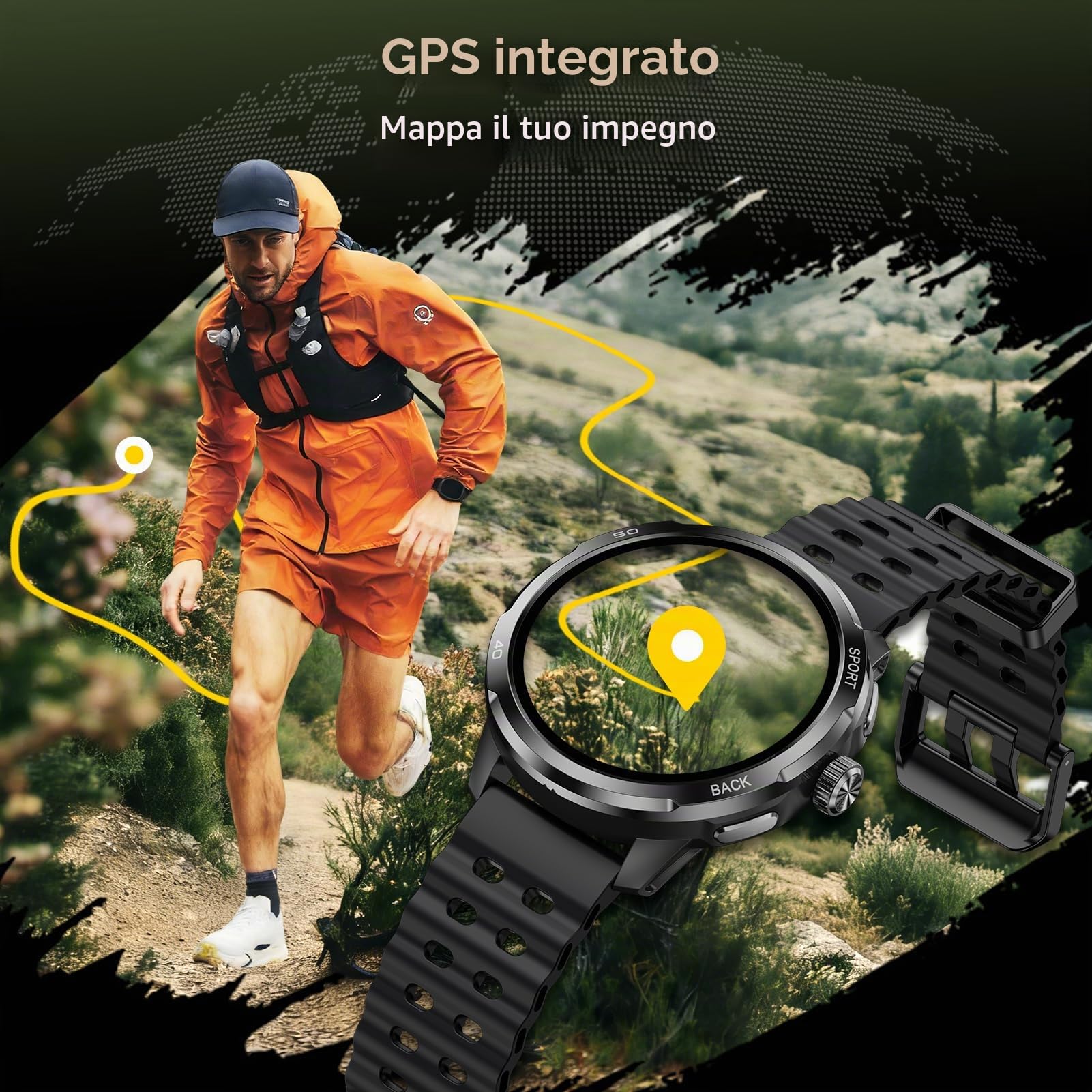 Ulefone Armor Watch Pro, smartwatch militare AI per uomo (accettare/effettuare chiamate), orologio fitness AMOLED da 1,5 pollici, 100+ sport, monitor frequenza cardiaca/SpO2/sonno, smartwatch