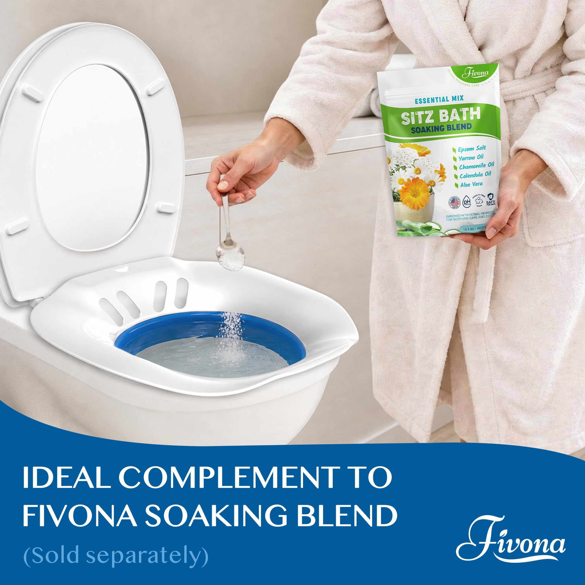 Fivona Unisex Sitz Bath Seat for Soak and Yoni Steam - Hemorrhoid, Fissure, Postpartum Care - BPA Free, Ergonomic Seat, Anti-Spill - Universal Fit