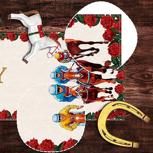 Miniatura 9 de Nepnuser Kentucky Derby Camino de mesa para carreras de caballos de las rosas, decoración de fiesta, decoración del hogar, cocina, comedor (13 x 72