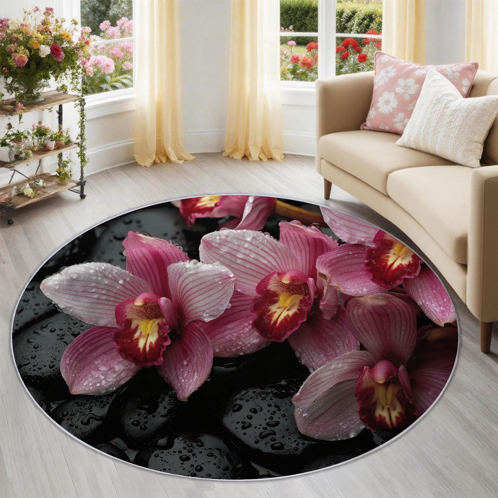 Tapis rond en flanelle antidérapant pour éviter les glissades dans le bureau