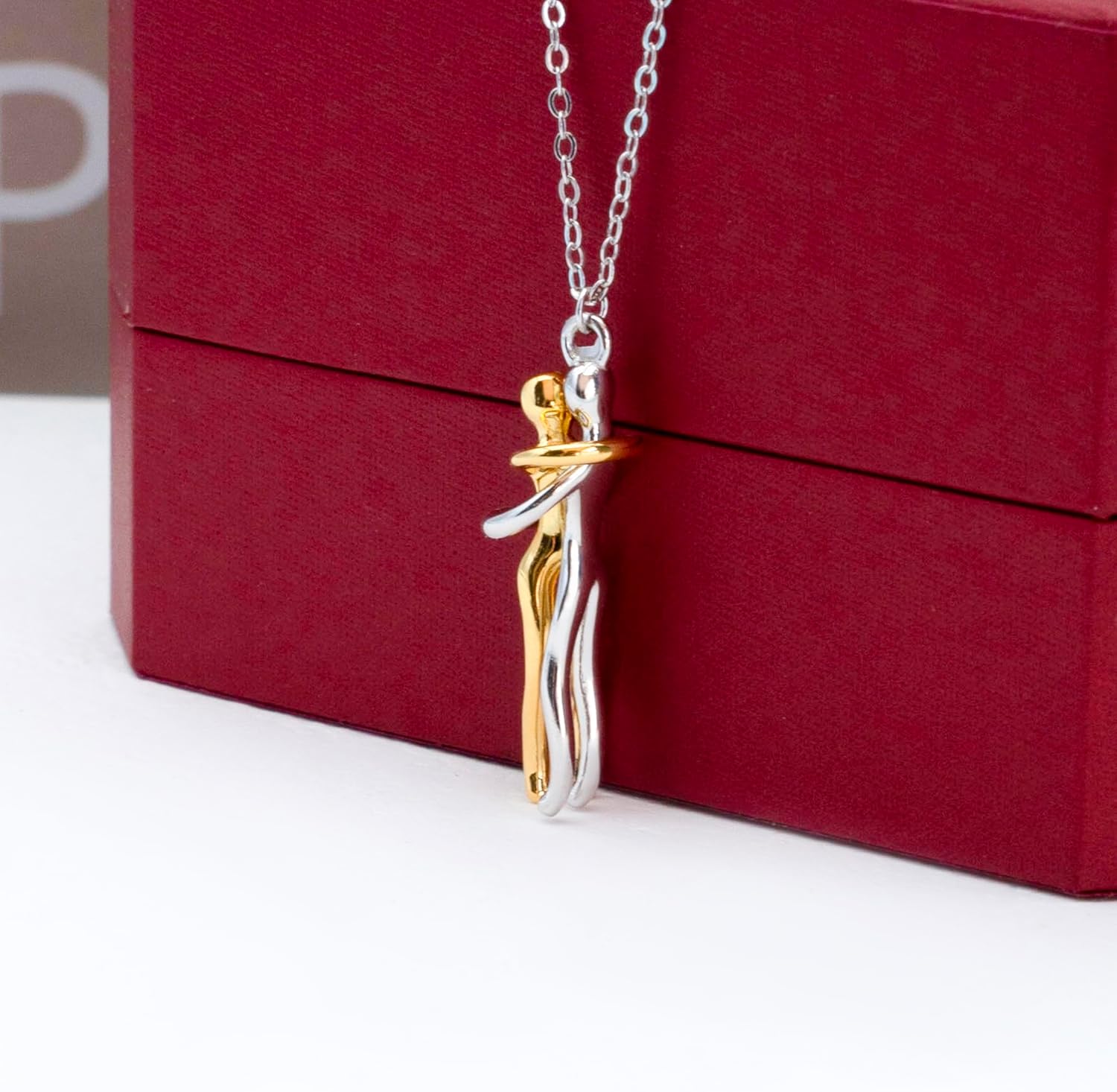 S925 Sterling Silver Couple Hug Necklace for Women – Romantic Christmas Gift from Boyfriend or Husband | Ready Gift Box & Love Note | Anniversary, Birthday Jewelry(COUPLE HUG NECKLACE-Silver) - Image 5