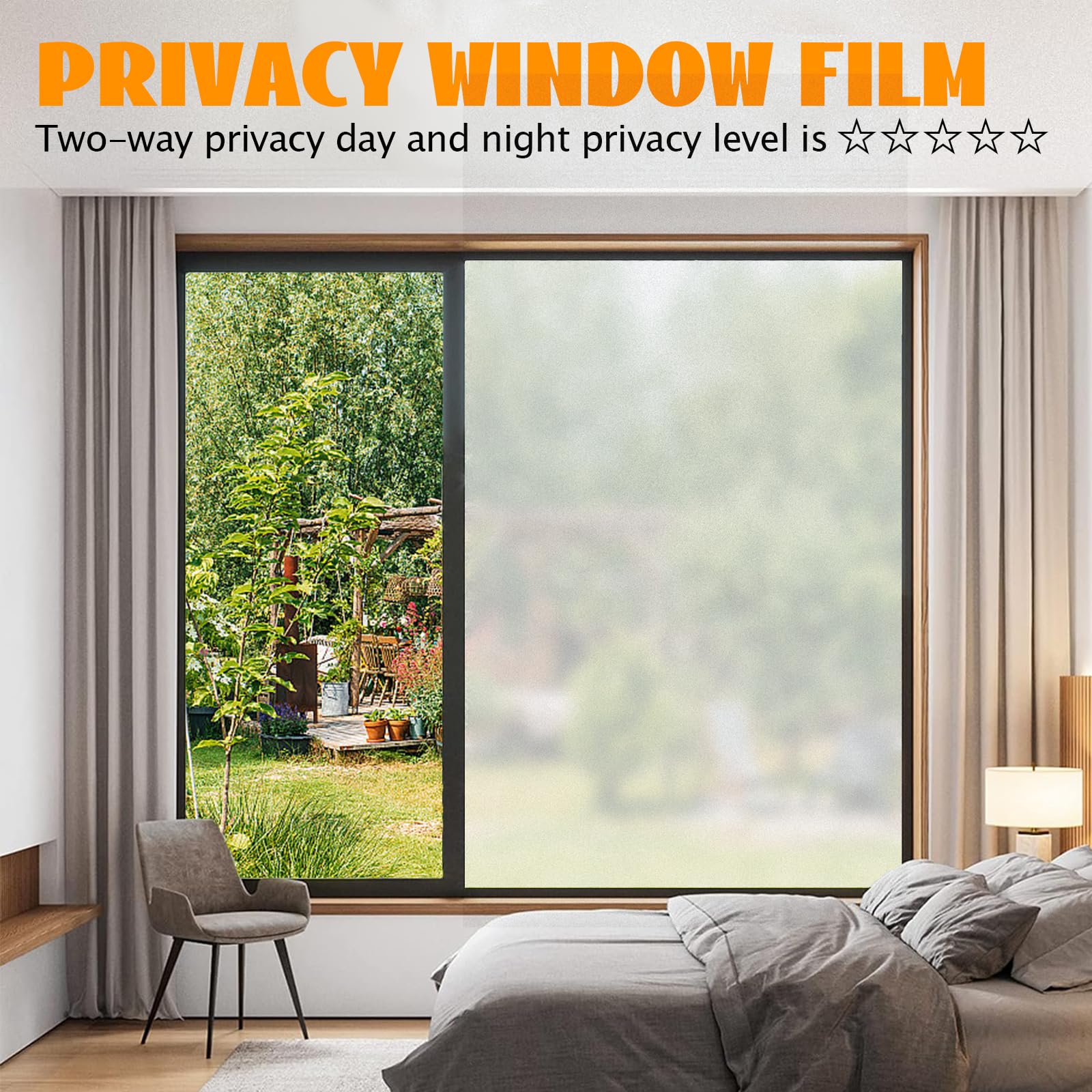 Rabbitgoo Pellicola Smerigliata Per Vetri - 44.5x200 Cm, Autoadesiva, Anti-UV, Per Privacy In Bagno E Ufficio - Foto 2