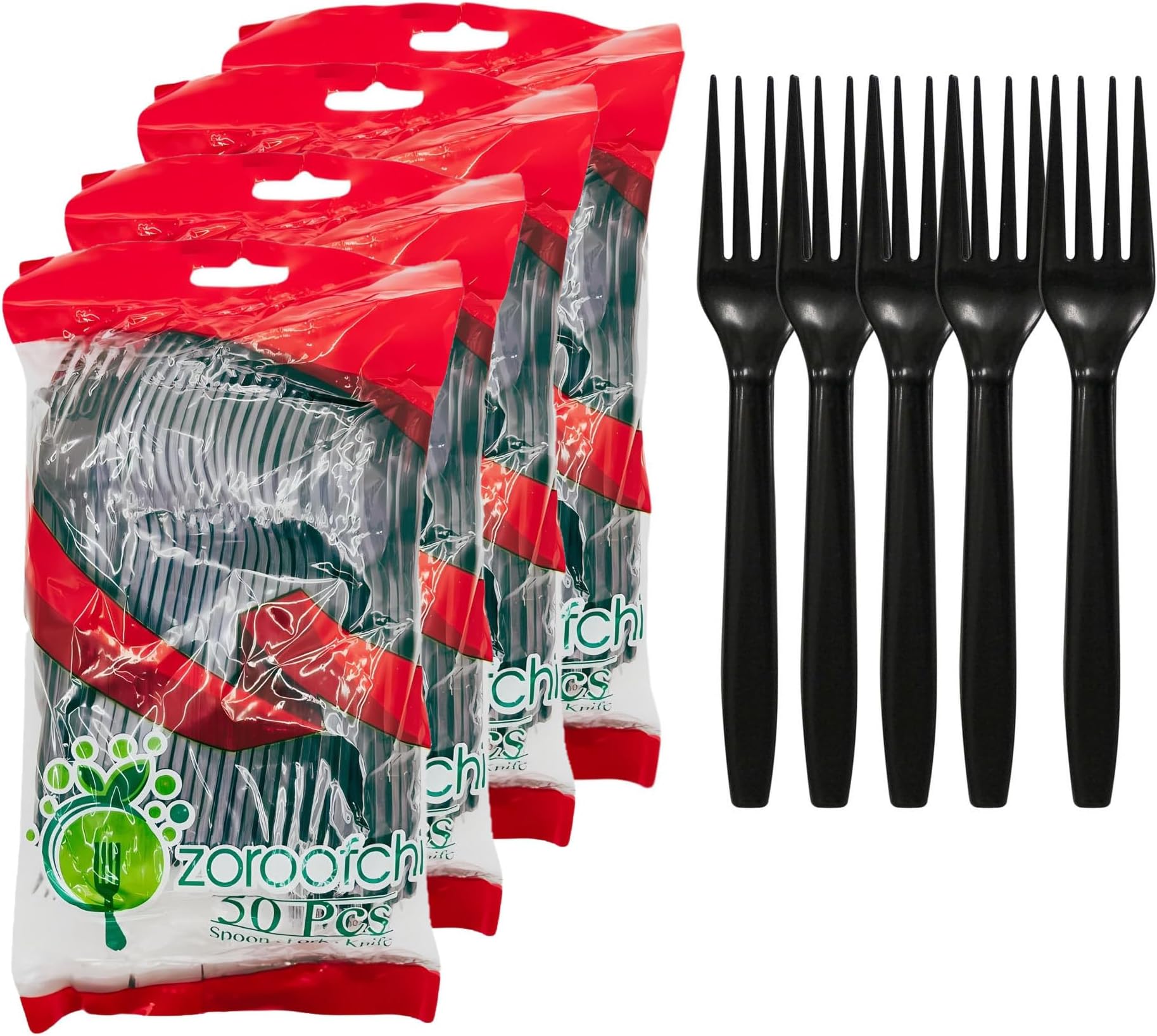 Disposable Plastic Fork Black 50-Pcs Pack of 6