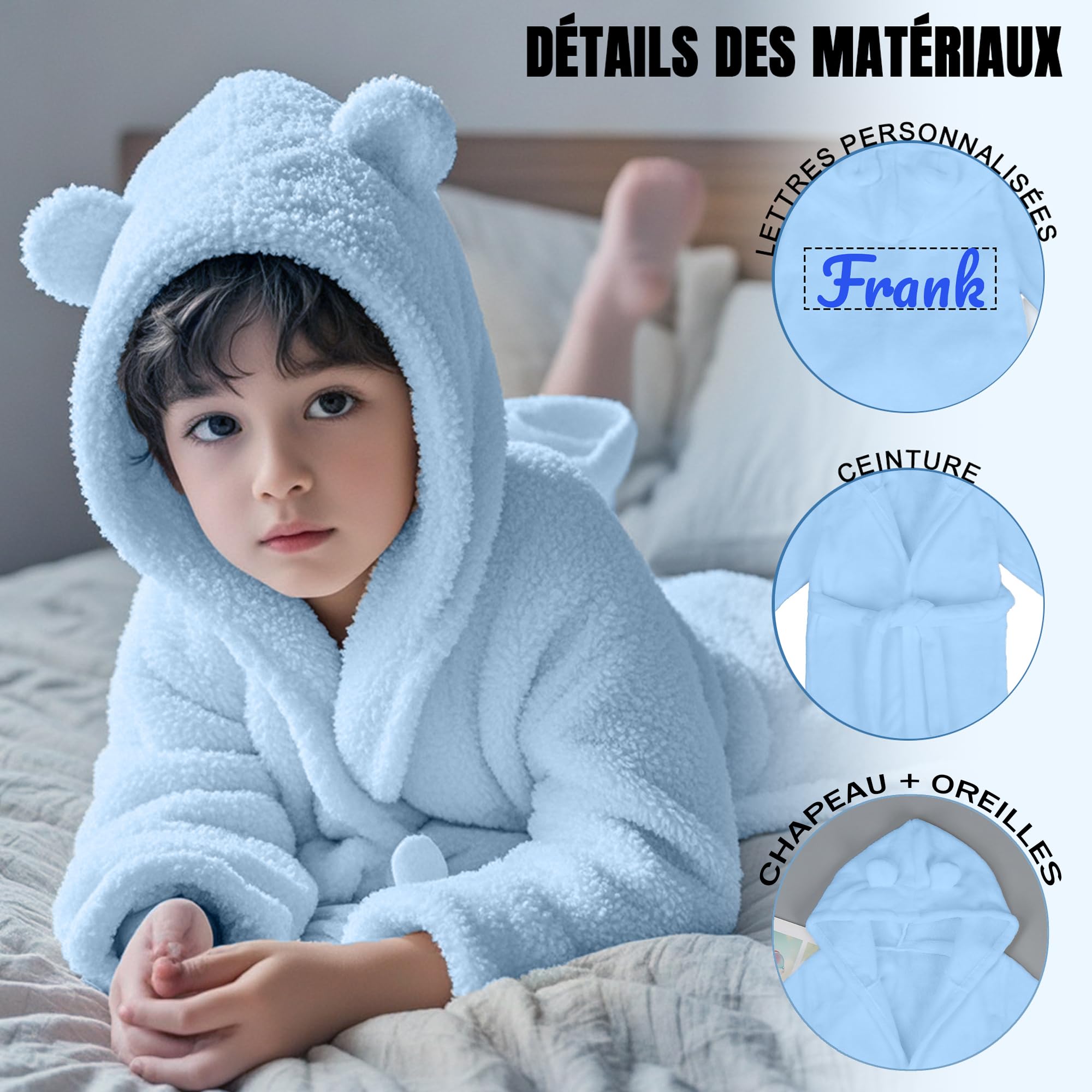 Peignoir Bébé Personnalisé avec Nom Brodé, Flanelle Douce, Cadeau Naissance