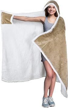 Tirrinia Hooded Blanket Wearable Cuddle Throw Warm Cozy Sherpa Lining 47x73/ Sherpa Throw Blanket/