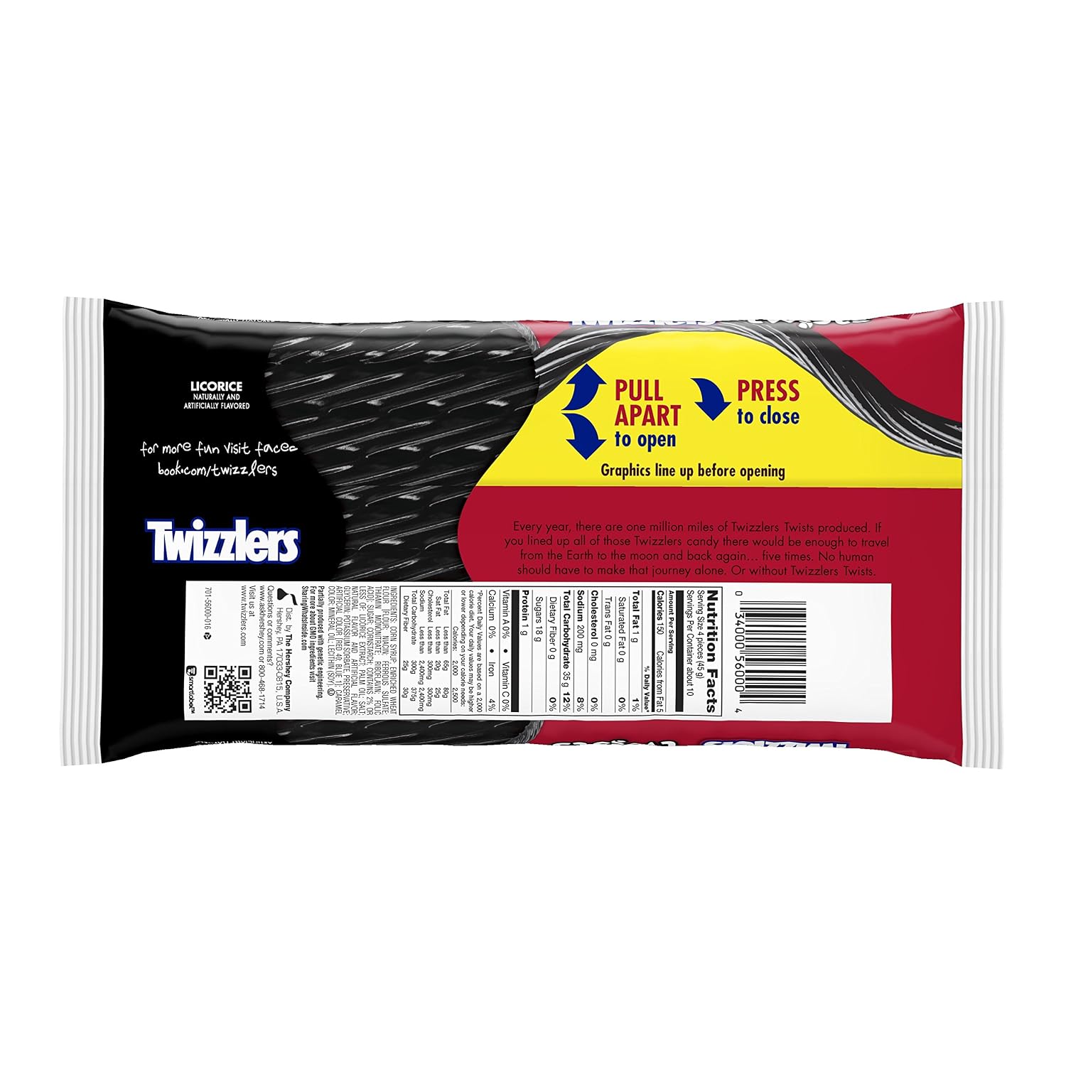 TWIZZLERS Licorice Candy, Black Licorice, 16 Ounce