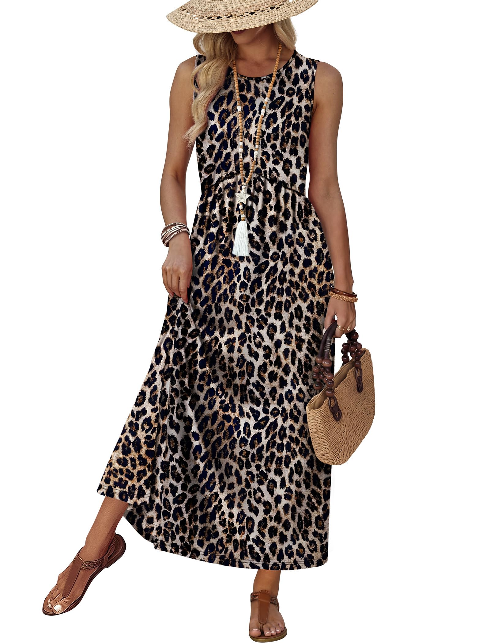 WIHOLL Summer Dresses Babydoll Maxi Dress Empire Waist Beach Vacation Sundresses 2026 with Pockets — view 10
