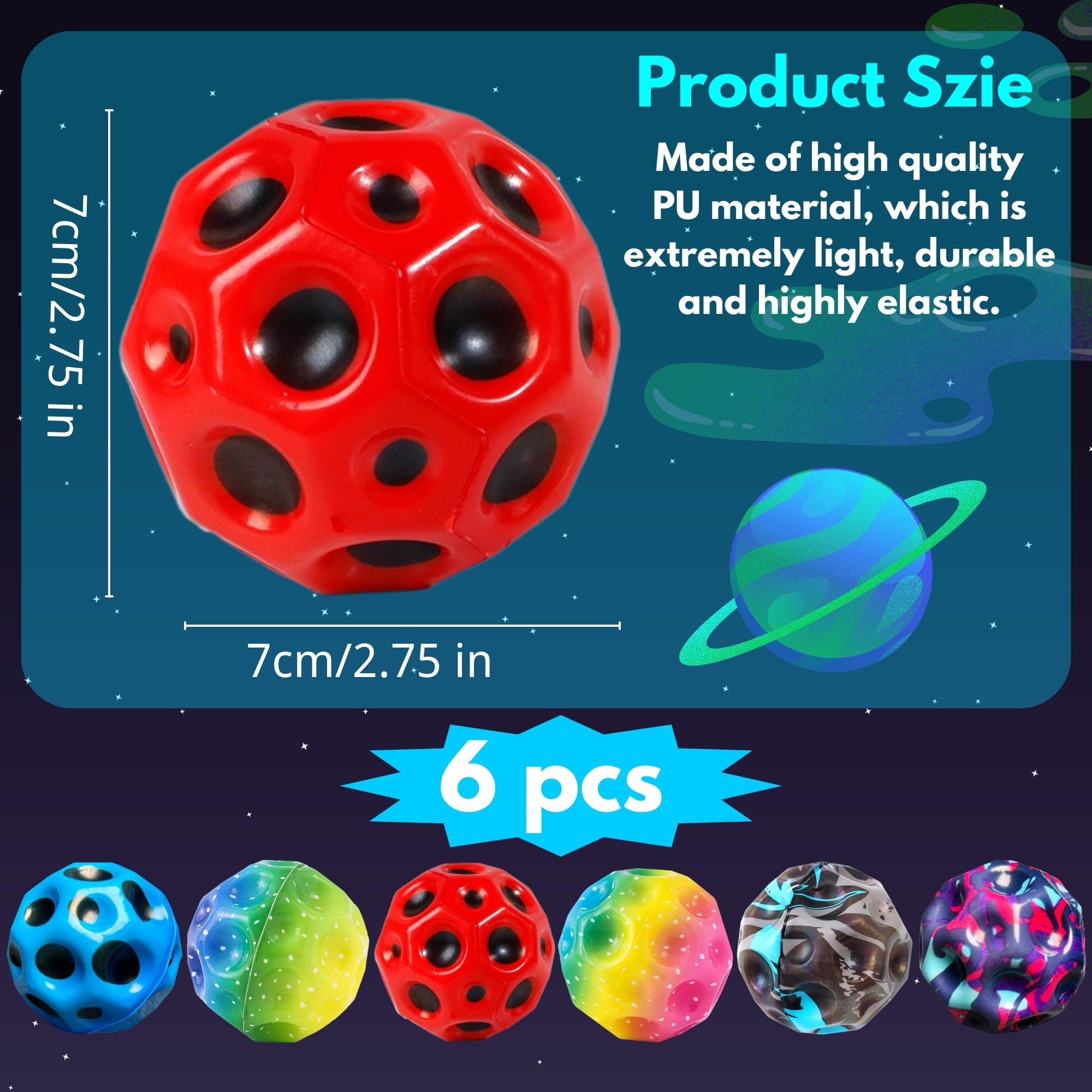 Set De 6 Moon Balls – Pelotas Saltarinas De Espuma Con Efecto Pop, Ideales Para Niños, Adultos Y Mascotas