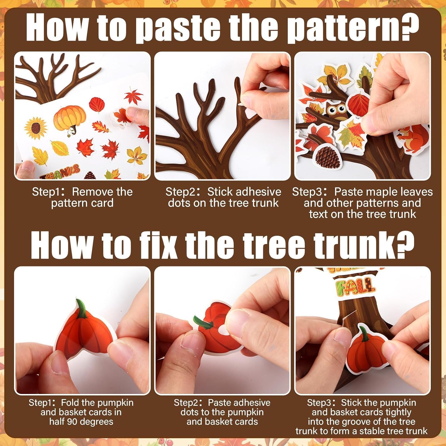 30 Sets Thanksgiving Tree DIY Craft Kit Fall Make Your Own Autumn Tree Harvest Maple Leaves Pumpkin Trees Ornaments for Home Fun Thanksgiving Activities Autumn Party Favor Supplies