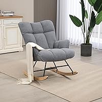 Vista 8 de Mecedora tapizada con respaldo alto, cómodo y elegante sillón con asiento acolchado para salas de estar, color negro