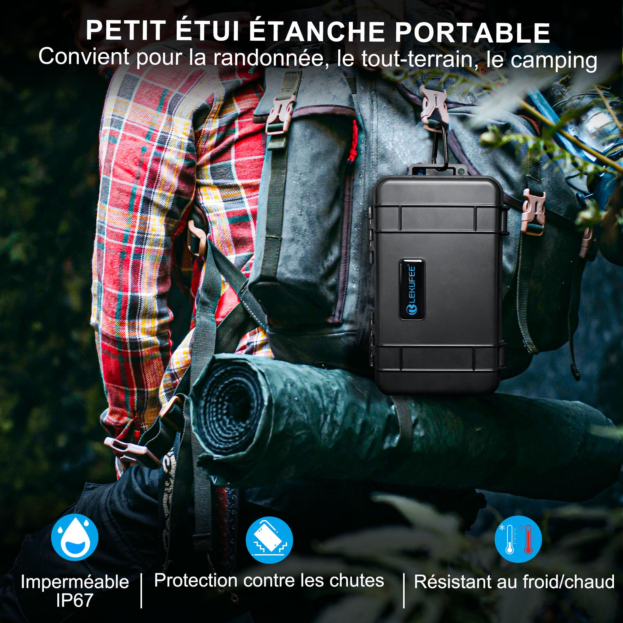 LEKUFEE Étui Rigide étanche de Voyage pour Insta360 Flow 2 Pro, AI Tracker, Spotlight et Autres Accessoires (Uniquement l'étui)