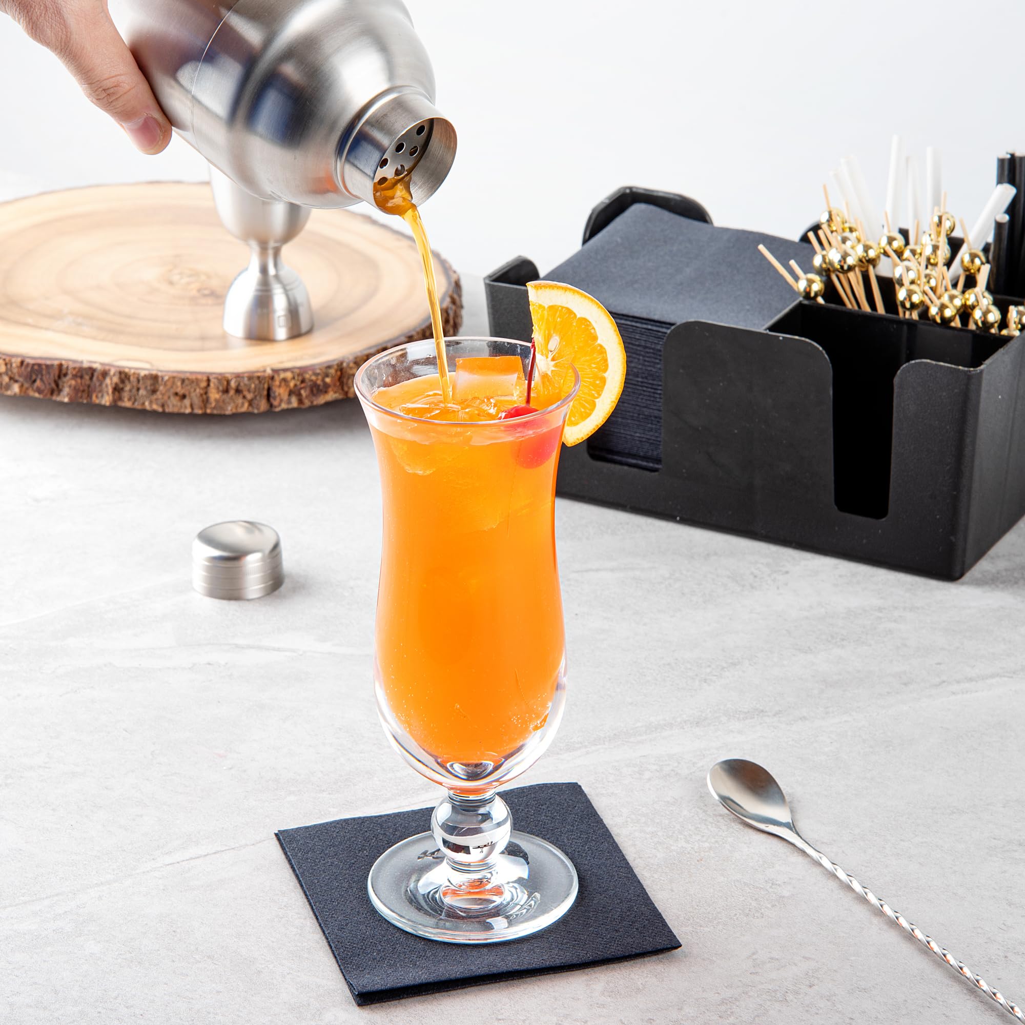 Restaurantware BEV Tek - Vasos de 325 ml para huracán, 6 vasos de cóctel resistentes, lavables en lavavajillas, irrompibles, de plástico de policarbonato transparente para todo tipo de bebidas