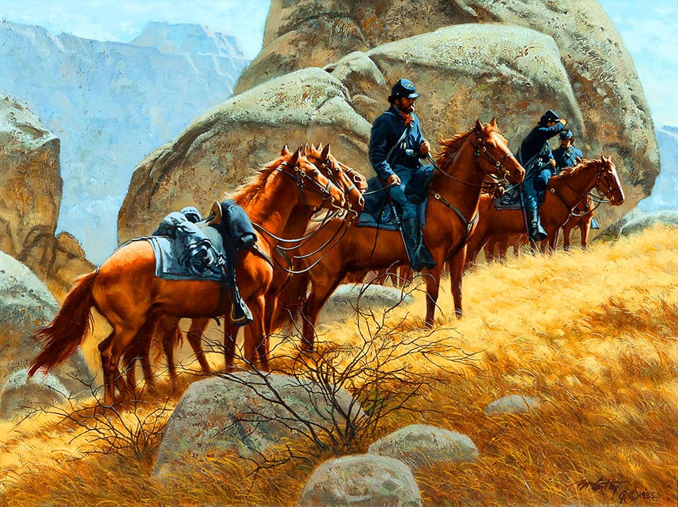 gannline relics Civil War Army Cavalry Scouts on The Look Out Full Color 16"x20" Lusterous Print