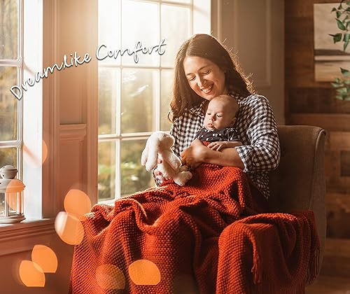 Miniatura 5 de Chanasya - Manta de punto muy suave con borlas cálida y acogedora, manta de felpa suave tejida para cama, sofá, silla, sofá, sala de estar, cama,